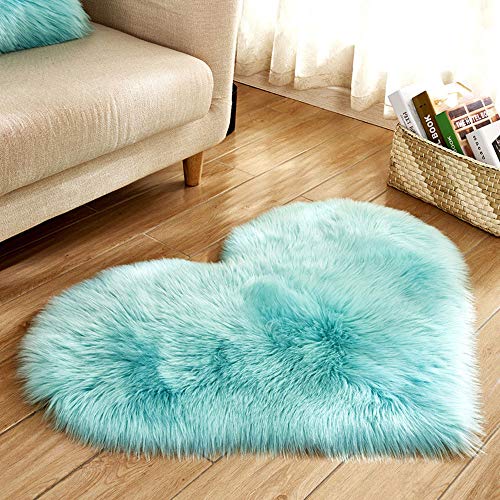 Product Cover Clearance Tuscom Heart Shape Wool Imitation Sheepskin Non Slip Rugs,for Bedroom Float Window Mat, Bed Mat, Carpet, Door Mat,40 x 50 cm Area Rug (C)