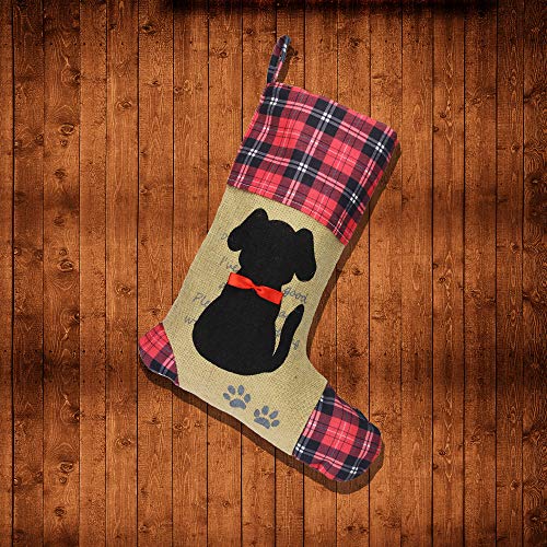 Product Cover Wendsim Christmas Stocking for Pet Dog Cat with Red Bowknot Pet Stocking for Personalize (Dog)
