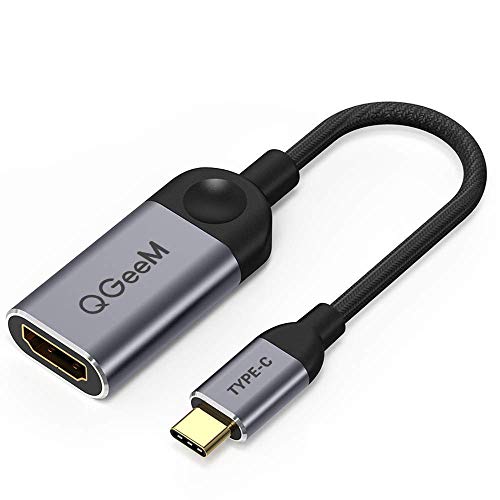 Product Cover QGeeM USB C to HDMI Adapter 4K Cable, USB Type-C to HDMI Adapter [Thunderbolt 3 Compatible] MacBook Pro 2018/2017, Samsung Galaxy S9/S8, Surface Book 2, Dell XPS 13/15, Pixelbook More