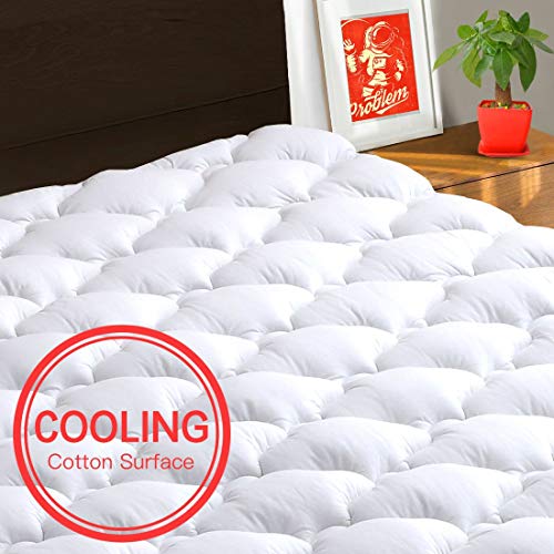Product Cover TEXARTIST Mattress Pad Cover King, Cooling Mattress Topper, 400 TC Cotton Pillow Top with 8-21 Inch Deep Pocket