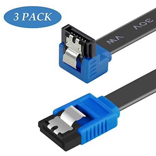 Product Cover BENFEI SATA Cable III, 3 Pack SATA Cable III 6Gbps 90 Degree Right Angle with Locking Latch 18 Inch for SATA HDD, SSD, CD Driver, CD Writer - Black