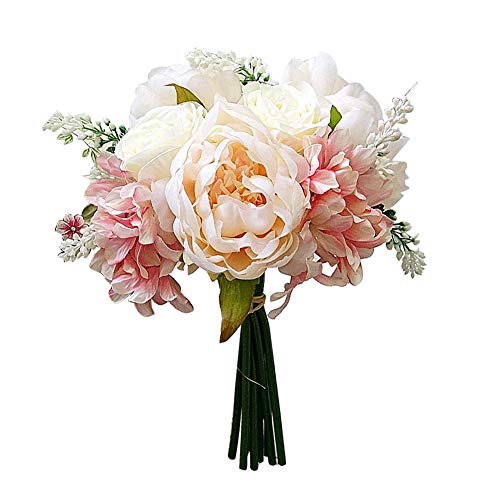 Product Cover Yamalans 1 Bouquet Artificial Peony Rose Flower Lifelike Plant DIY Wedding Party Home Hotel Cafe Decor Champagne