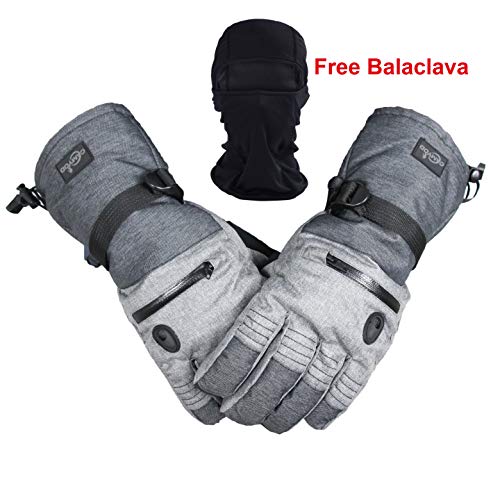 Product Cover Men Ski Snowboard Gloves Waterproof Cold Winter Melange Glove and Balaclava Set