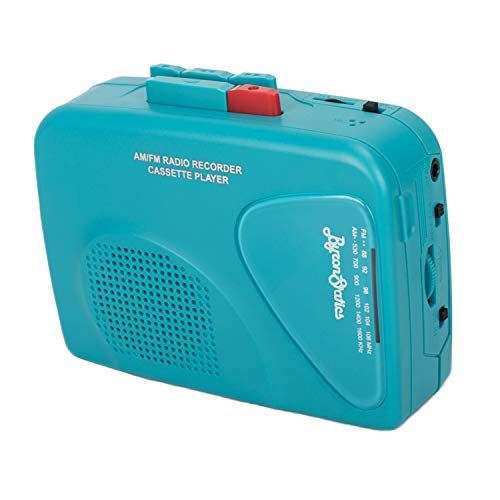 Product Cover Byron Statics Cassette Player FM Am Radio Walkman Portable Cassette Converter Automatic Stop System Protect Cassette Tape Mic Recorder 2 AA Battery or USB Power Supply Belt Clip with Headphone, Teal
