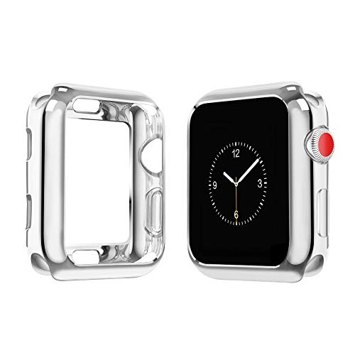 Product Cover top4cus Environmental Soft Flexible TPU Anti-Scratch Lightweight Protective 44mm Iwatch Case Compatible Apple Watch Series 5 Series 4 Series 3 Series 2 Series 1 - Sliver