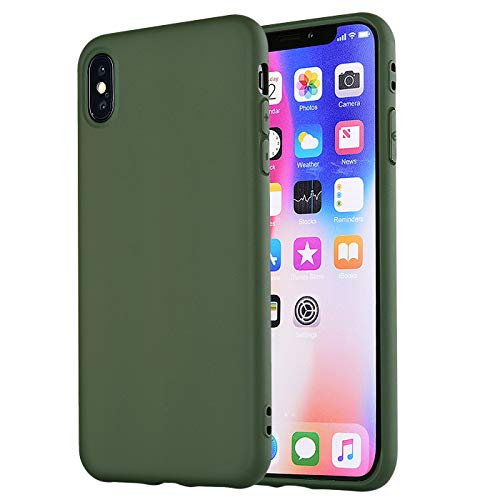 Product Cover iPhone Xs Max Case,iPhone Xs Plus Case, Manleno Slim Fit Full Matte Skin Case Soft Flexible TPU Silicone Cover Case for iPhone Xs Max 6.5 inch (Hunter Green)