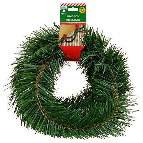 Product Cover Merry Christmas Soft Pine Garland Celebrate a Holiday Decor 15 feet Decorative Green Outdoor or Indoor Use Non lit Home Garden Porch Stair Hanging Artificial Greenery Wedding Party Doorway Decorations