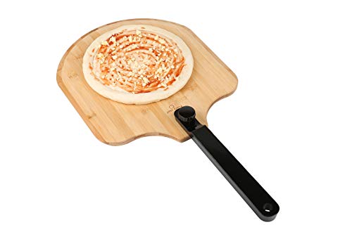 Product Cover Fiery Chef Bamboo Pizza Peel with Foldable Rubber Handle for Easy Storage, 12 x 14 inch Blade, 22.7 inch Overall, Gourmet Luxury Pizza Paddle for Baking Homemade Pizza Bread