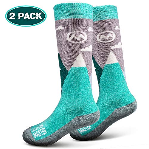Product Cover OutdoorMaster Kids Ski Socks - Merino Wool Blend, OTC Design (S, Green - 2)
