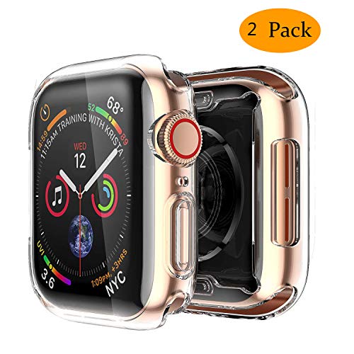 Product Cover Smiling Clear Case for Apple Watch Series 4 & Series5 44mm with Buit in TPU Screen Protector - All Around Protective Case High Definition Clear Ultra-Thin Cover for iwatch 44mm Series5/4 (2 Pack)