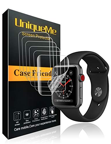 Product Cover INGLE [6 Pack for Apple Watch Screen Protector (42mm Series 3/2/1 Compatible), [Anti-Bubble] [HD Clear] Full Coverage Film