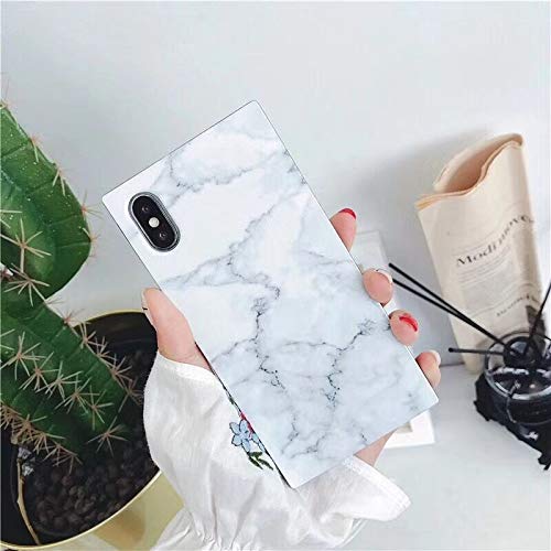 Product Cover Cocomii Square Marble iPhone Xs Max Case, Slim Thin Glossy Soft Flexible TPU Silicone Rubber Gel Trunk Box Square Edges Fashion Phone Case Bumper Cover for Apple iPhone Xs Max 6.5 Inch 2018 (White)
