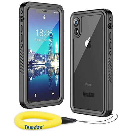 Product Cover Temdan iPhone Xr Waterproof Case, Unique Series Waterproof Full-Body Rugged Case Heavy Duty Support Wireless Charging Built in Screen Protector Underwater Waterproof Case for iPhone Xr 6.1inch 2018