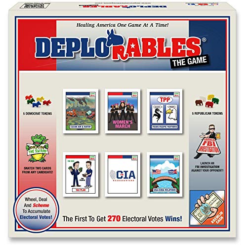 Product Cover Deplorables Bipartisan Game: Election Game for Game Nights. Watch Video! Get 270 Electoral Votes to Win! Drain The Swamp, Dodge The FBI, Political Game, Social Game, Educational History Game