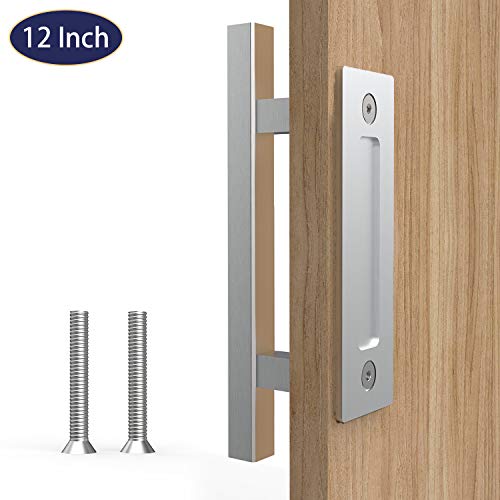 Product Cover Orgerphy Stainless 12 Inch Square Shape Sliding Barn Door Pull Handle | Stainless Heavy Duty Solid Steel Gate Handle | for Barn Door Gates Garages Sheds