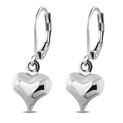 Product Cover 555Jewelry Women Stainless Steel Heart Love Cute Dangle Drop Lever Back Earrings