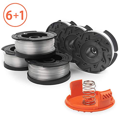 Product Cover X Home Weed Eater Spools Compatible with Black and Decker GH600 GH900 String Trimmer Edger, 30ft 0.065 inch Spool Refills Line, RC-100-P Spool Cap Covers (6 Spools, 1 Cap,1 Spring)