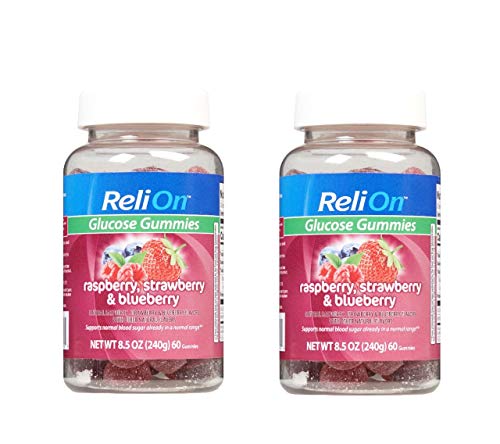 Product Cover ReliOn Glucose Gummies Raspberry, Strawberry & Blueberry to Support Normal Blood Sugar 60 Count (Pack of 2)