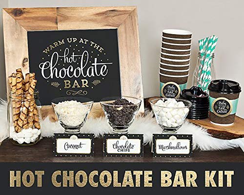 Product Cover ORIENTAL CHERRY Hot Chocolate Bar Kit -Sign Labels Cup Tags - Decorations for Christmas Party New Yearâ€°Ã›ªs Eve Kids Birthday