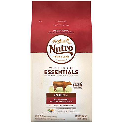 Product Cover NUTRO WHOLESOME ESSENTIALS Natural Adult Dry Dog Food Beef & Brown Rice Recipe With Ancient Grains, 4.5 lb. Bag