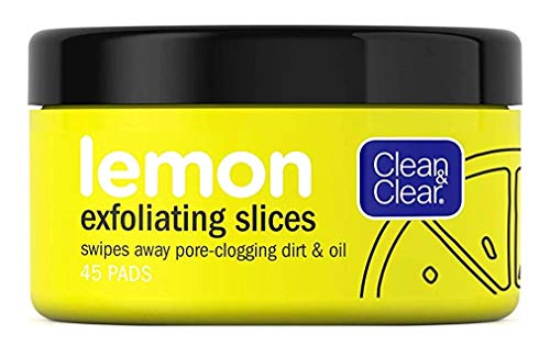 Product Cover CLEAN & CLEAR Lemon Exfoliating Slices with Lemon Extract & Vitamin C, Oil-Free Facial Cleansing Pads 45 ea ( Pack of 2)