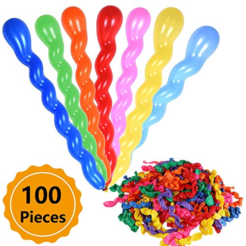 Product Cover 100Pcs 40 Inches Latex Spiral Balloons for Assorted Boys Girls Birthday Party Balloon