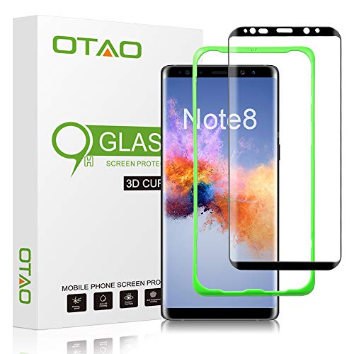 Product Cover Galaxy Note 8 Screen Protector Glass, [Full Screen Coverage] [Easy Installation Tray] OTAO Double Strong 3D Curved Note 8 Tempered Glass Screen Protector for Samsung Galaxy Note 8
