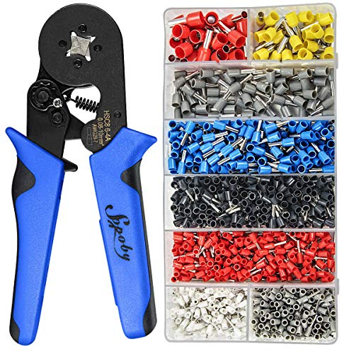 Product Cover Ferrule Crimping Tool Kit - Sopoby Ferrule Crimper Plier w/ 1200pcs Wire Ferrules Wire Ends Terminals AWG 28-7 (0.08-10mm²)