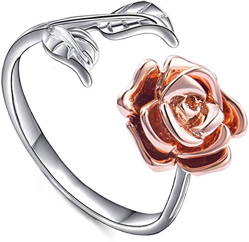 Product Cover Meow Star Rose Ring Leaf Flower Ring Adjustable Cuff Ring for Women