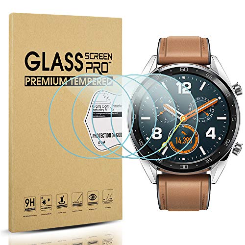 Product Cover Diruite 4-Pack for Huawei Watch GT Tempered Glass Screen Protector [2.5D 9H Hardness] [Anti-Scratch] [Perfectly Fit]