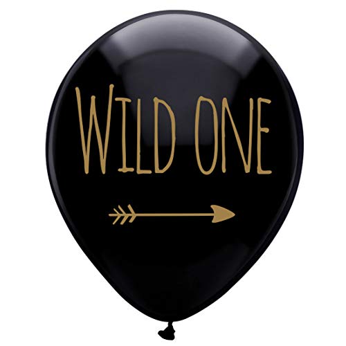Product Cover MAGJUCHE Black Wild one Latex Balloons, boy or Girl 16pcs Boho Tribal Baby Shower or 1st Birthday Party Supplies, Decorations