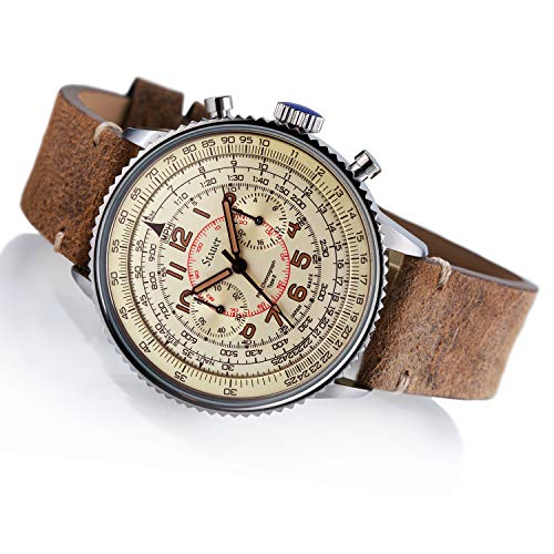 Product Cover Stauer Men's Stainless Steel Co-Pilot Watch with Brown Leather Band