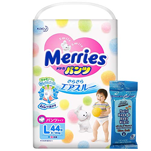 Product Cover Pants - Japanese Pants - Import Pants Merries Smooth Air-Through - Comfortable Fit - Prevents Leakage from The Sides - Less Pressure On Your Baby's Tummy L 44 pcs 19-30 lbs