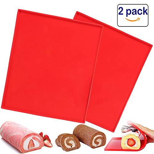 Product Cover 2 Pcs Luck Love Swiss Roll Cake Mat Flexible Baking Tray Jelly Roll Pan Silicone Cookies Mold Bakeware