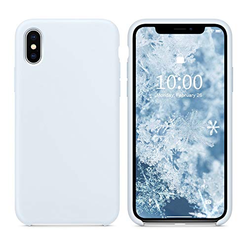 Product Cover SURPHY Silicone Case for iPhone X iPhone Xs Case, Soft Liquid Silicone Shockproof Phone Case (with Microfiber Lining) Compatible with iPhone Xs (2018)/ iPhone X (2017) 5.8 inches (Sky Blue)