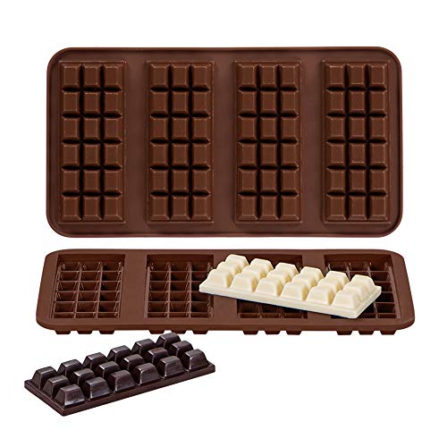 Product Cover Webake Chocolate Bar Mold Silicone Break-Apart Candy Molds for 1 Ounce Chocolate Chunk Protein Energy Bar Candy Bar, Food Grade, Easy Release Candy Molds Baking Pan, Pack of 2
