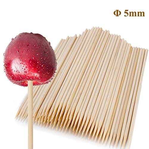 Product Cover 110 Pcs 7 Inch Study Bamboo Skewers - 5mm Thick Natural Semi Point Bamboo Sticks BBQ Caramel Candy Apple Sticks for Appetizers, Corn Dog, Corn Cob, Cookie, Lollipop, Chocolate Fountain, Kabob, Grill,