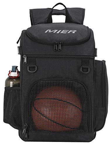 Product Cover MIER Basketball Backpack Large Sports Bag for Men Women with Laptop Compartment, Best for Soccer, Volleyball, Swim, Gym, Travel, 40L, Black
