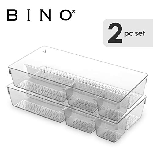Product Cover BINO Multi-Purpose Plastic Drawer Organizer (Clear, 4 Section Deep - 2 Pack)