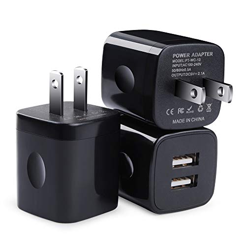 Product Cover USB Wall Charger, Charging Block, FiveBox 3Pack Dual Port 2.1A Wall Charger Brick Base Charging Cube Plug Phone Charger Box Compatible iPhone XS Max/XR/X/8/7/6/6s, iPad, Samsung Galaxy S9 S8 S7 S6, LG