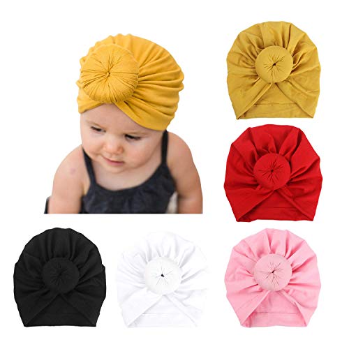 Product Cover DRESHOW BQUBO 5 Pieces Baby Turban, 5 Pack Donut / 0-6 Month, Size One Size