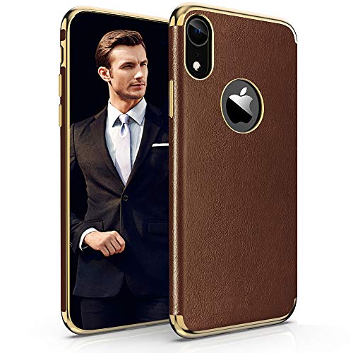 Product Cover LOHASIC iPhone XR Case, Premium Leather Luxury Thin Slim Soft Flexible TPU Hybrid Bumper Non-Slip Grip Full Body Shockproof Protective Phone Cases Cover Compatible with iPhone XR (2018) 6.1inch -Brown