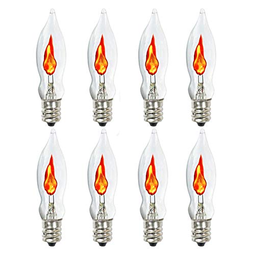 Product Cover 8-Pack,Flicker Flame Light Bulb,Flame Shaped Bulb Dances with a Flickering Orange Glow,1 Watt, 120 Volt, E12 Flame Candelabra Light Bulbs