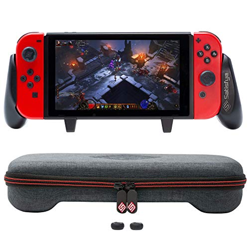 Product Cover Satisfye - New Switch Grip Slim Bundle, Accessories Compatible with Nintendo Switch - The Bundle includes: Switch Grip, Slim Case. BONUS: 2 Thumbsticks