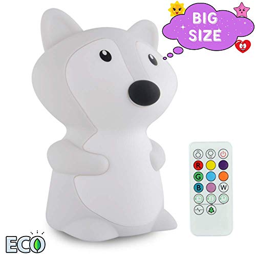 Product Cover ATOMFIT LED Nursery Night Lights for Kids: Cute Animal Silicone Baby Night Light with Touch Sensor and Remote - Portable and Rechargeable Infant or Toddler Cool Color Changing Bright (Fox)