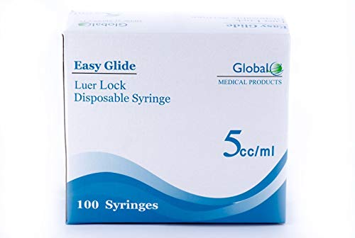 Product Cover 5ml Sterile Syringe Only with Luer Lock Tip - 100 Sterile Syringes by Global (No Needle)