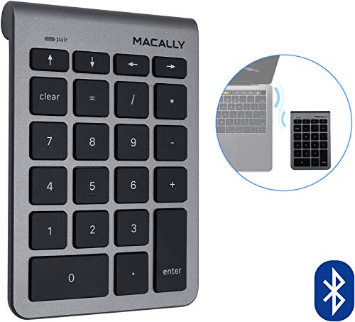 Product Cover Macally 22 Keys Bluetooth Wireless Numeric Keypad for Mac with Arrow Keys & 10 Key Bluetooth Number Pad for Easy Data Entry - Number Keypad for MacBook Pro Air Laptop, iMac, Apple, iPhone, iPad Etc.