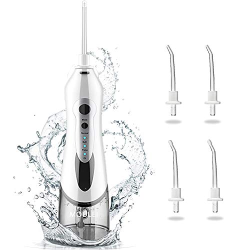 Product Cover MOULEI Portable Dental Water Flosser - Professional Cordless Oral Irrigator - IPX7 Waterproof 3 Modes Water Flossing with 4 Jet Tips for Braces and Teeth Whitening for Home and Travel