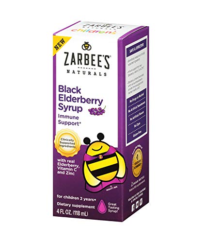 Product Cover Zarbee's Naturals Children's Black Elderberry Syrup for Immune Support* with Real Elderberry, Vitamin C, and Zinc, 4 Ounce Bottle