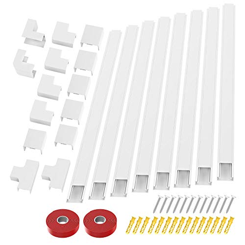 Product Cover [2020 Upgraded] Cable Concealer Cord Cover - 10 White Cable Management Channels - On Wall Wire Hider to Organize Cables for Wall Mount TV, Computers, Home - 10 X L15in, W0.98in, H0.59in - Medium
